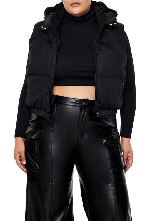 PLUS SIZE HOODED PUFFER VEST
