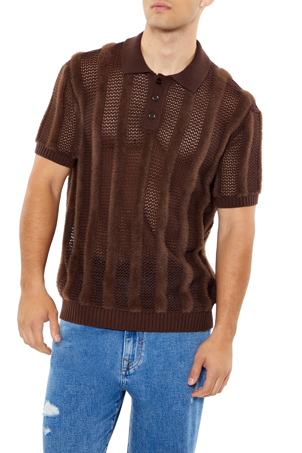 Striped Sweater-Knit Polo Shirt Striped Sweater-Knit Polo Shirt