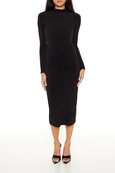f21 midi dress Ruched Bodycon Julia Thistle Zapaka Women Black Pink down shirt and sneakers Color:Skirt