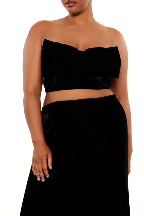 Choose options PLUS SIZE VELVET BOW TUBE TOP