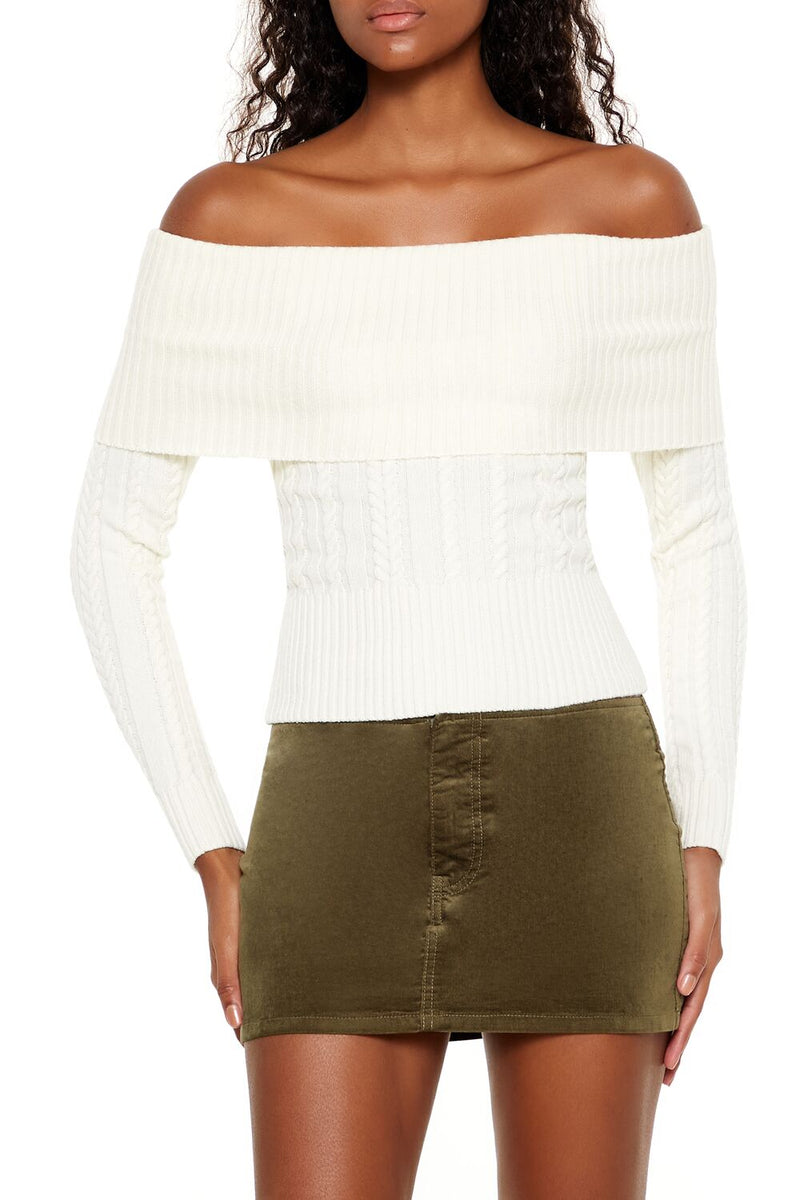 forever 21 off the shoulder sweater dress Off-the-Shoulder Midi Sweater Dress