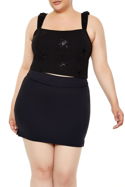 Choose options PLUS SIZE FLOWER SEQUIN CROP TOP