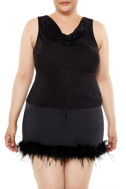 Choose options PLUS SIZE GLITTER KNIT COWL TANK TOP