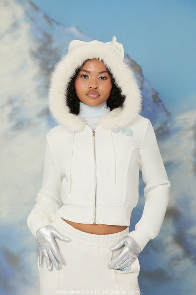 トップス 9090xHELLO KITTY Logo Fur Zip Hoodie M HELLO KITTY 90 Logo Fur Zip Hoodie – YZ