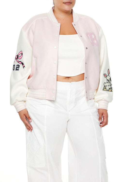 Choose options PLUS SIZE BUNNY BOMBER JACKET