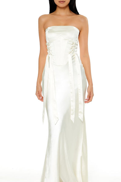 Strapless Satin Corset Maxi Dress Strapless Satin Corset Maxi Dress