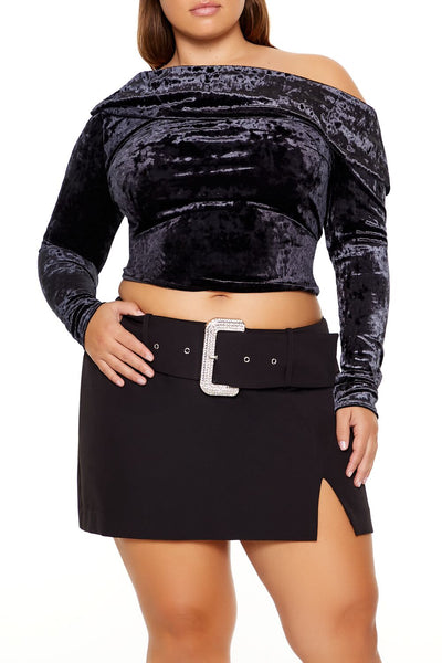 美品　メゾンドドルチェ　プルオーバー　トップス soft velvet　2025 Plus Size Velvet Off-the-Shoulder Top