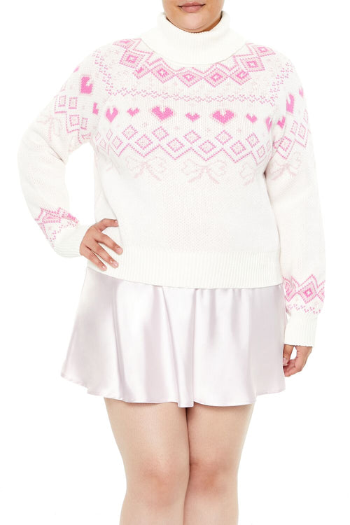 Choose options PLUS SIZE FAIR ISLE TURTLENECK SWEATER
