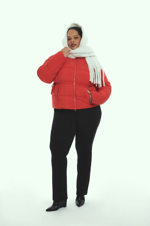 Choose options PLUS SIZE TIE-WAIST PUFFER JACKET