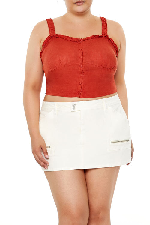 Choose options PLUS SIZE RUFFLE-TRIM CROP TOP