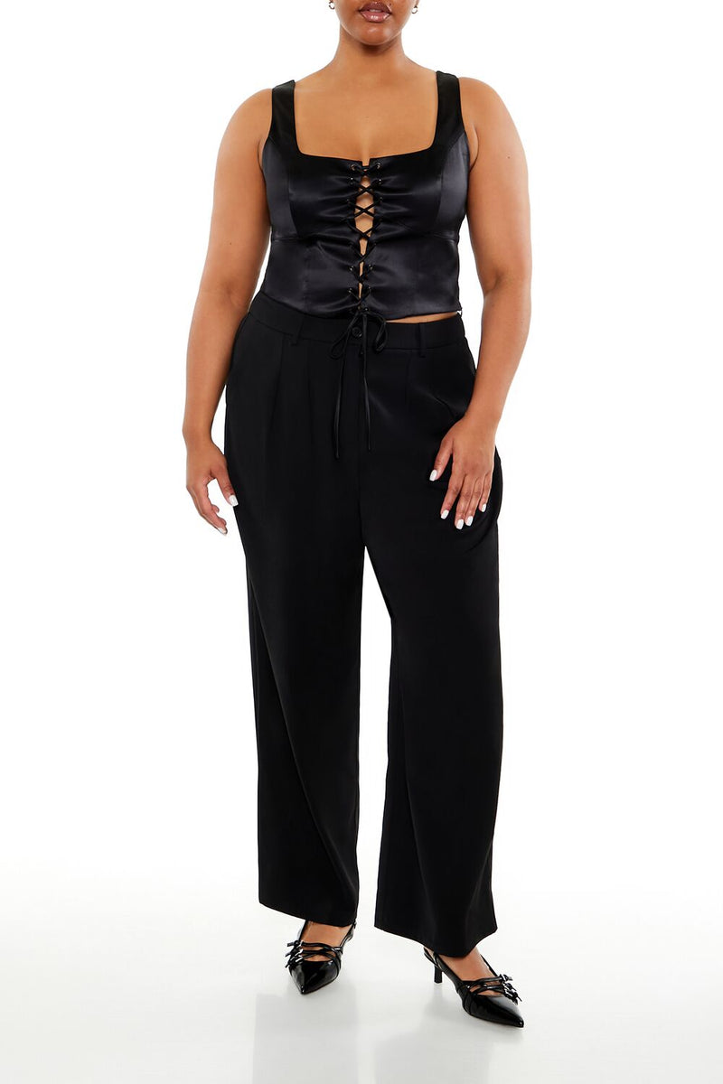 Plus Size Wide-Leg Trouser Pants Black / 3X