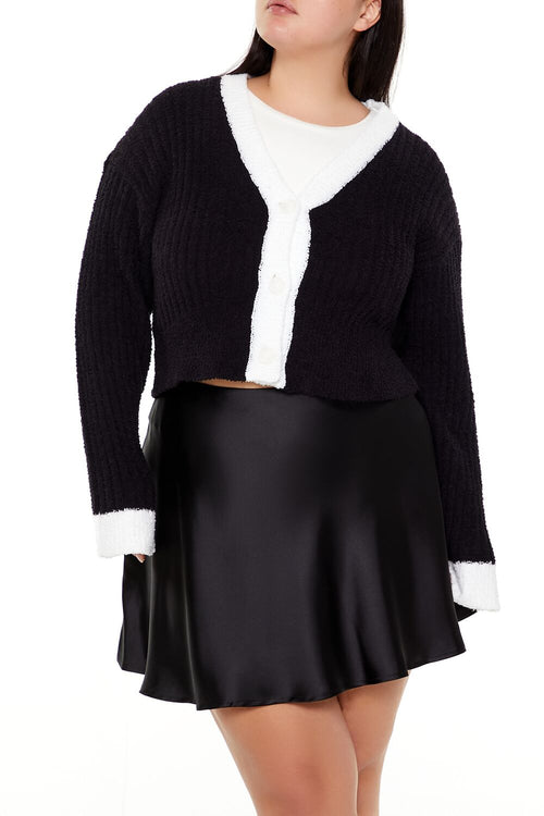 Choose options PLUS SIZE TWO-TONE CARDIGAN SWEATER