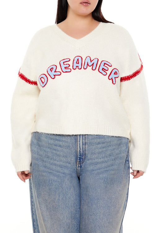 Choose options PLUS SIZE DREAMER FUZZY KNIT SWEATER