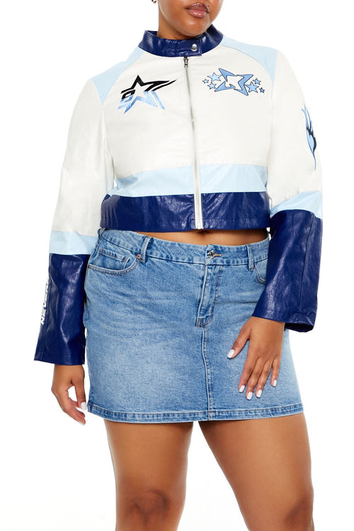 Choose options PLUS SIZE FLAMING HEART MOTO JACKET