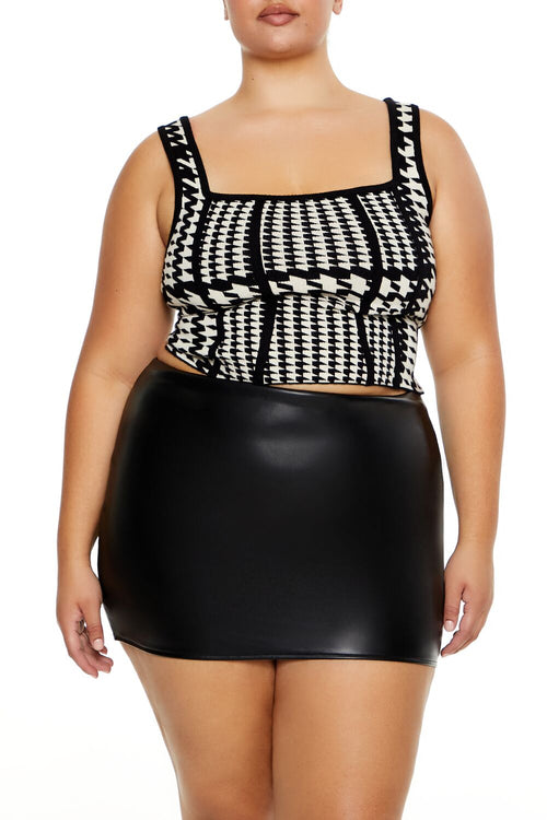 Choose options PLUS SIZE SWEATER-KNIT HOUNDSTOOTH TANK TOP