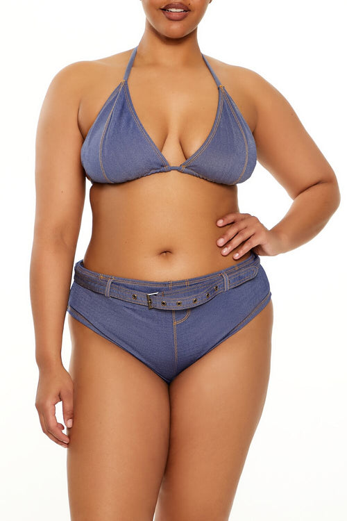 Choose options PLUS SIZE DENIM BIKINI TOP