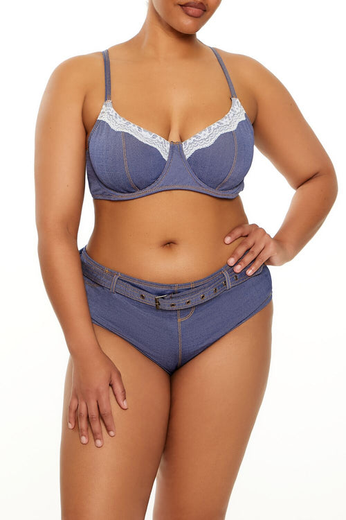Choose options PLUS SIZE DENIM UNDERWIRE BIKINI TOP