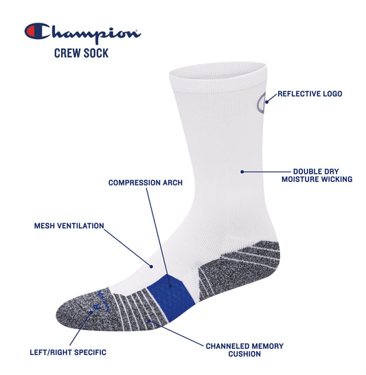 Champion Men's Crew 3 Pack Socks