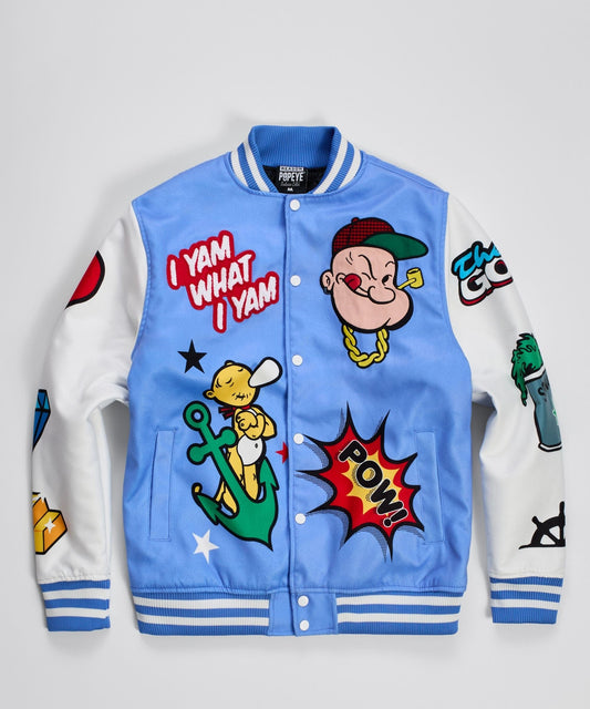 Popeye I Yam Bomber Jacket - Blue