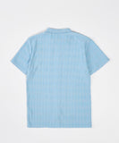 Diamond Plate Towel Color Blocked Short Sleeve Button Down Shirt - Light Blue