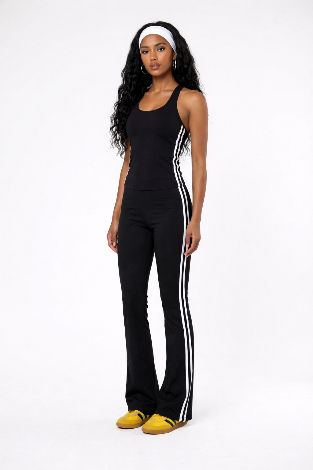 SPORTY CHIC FLARE PANT WITH STRIPES