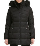 Faux Fur Trim Puffer Jacket 1 Black