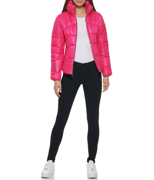 Quilted Puffer Jacket Hot Pink