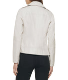 Faux Leather Asymmetrical Moto Jacket Stone