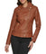 Faux Leather Asymmetrical Moto Jacket Cognac