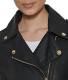 Faux Leather Asymmetrical Moto Jacket Black