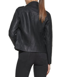 Faux Leather Asymmetrical Moto Jacket Black