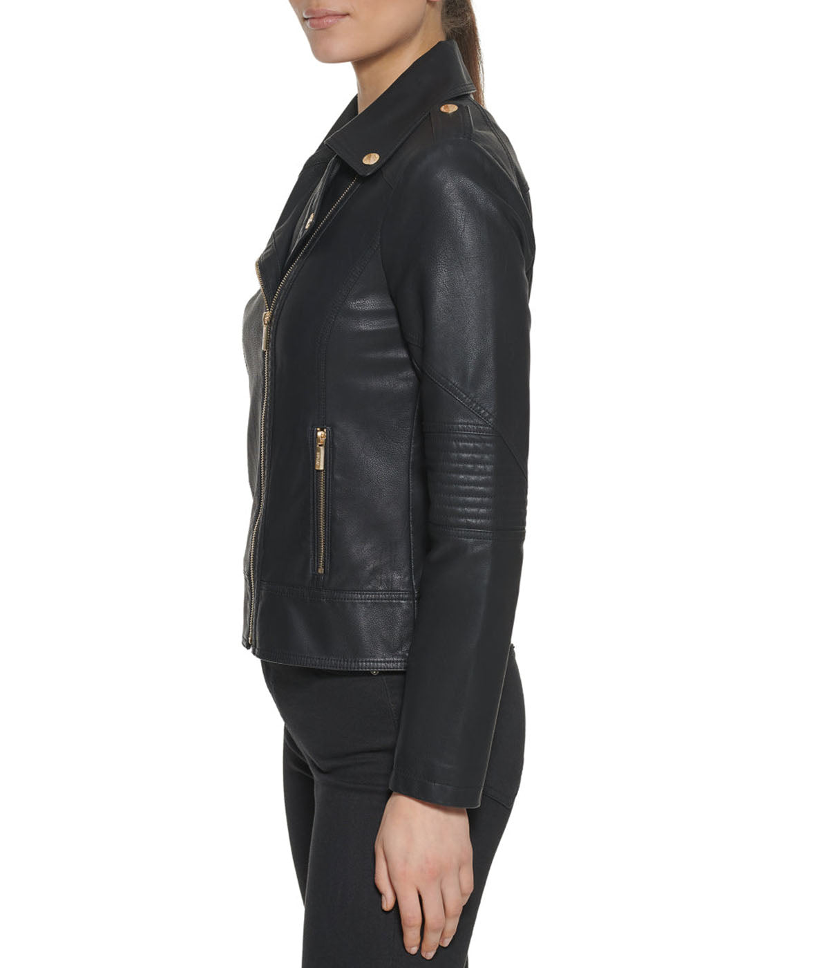 Faux Leather Asymmetrical Moto Jacket Black