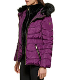 Faux Fur Trim Puffer Jacket 2 Eggplant