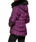 Faux Fur Trim Puffer Jacket 2 Eggplant