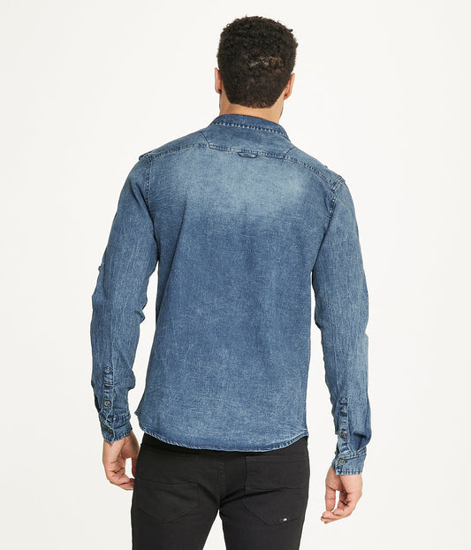 Men's Brooklyn Laundry Long Sleeve Stretch Denim Shirt 2