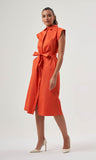 Mzl Belted Sleevless Midi Pomegranate Flower Dress Apparel
