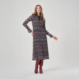 Long Sleve Printed Midi Dress