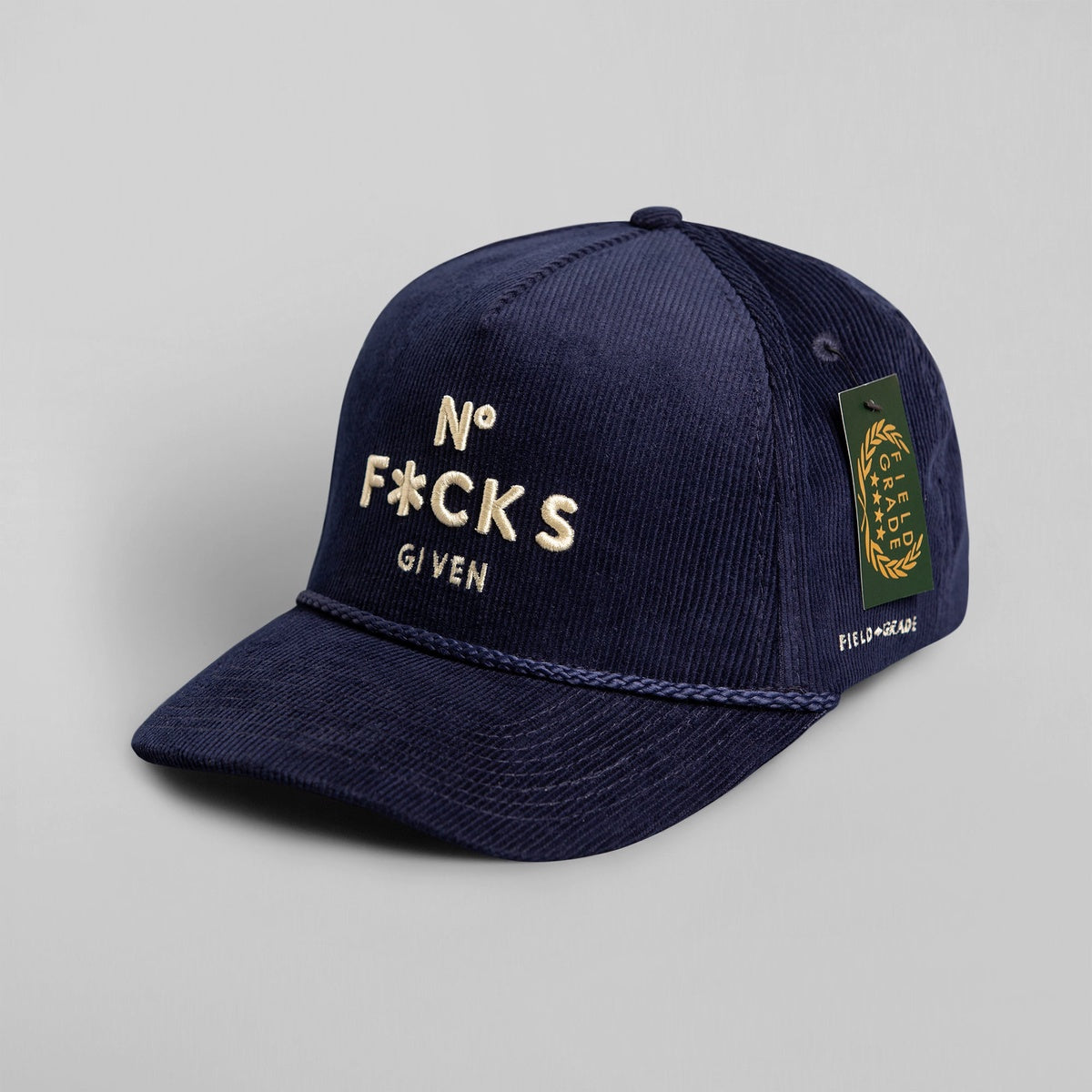 NO F*CKS GIVEN NAVY CORDUROY TRUCKER HAT