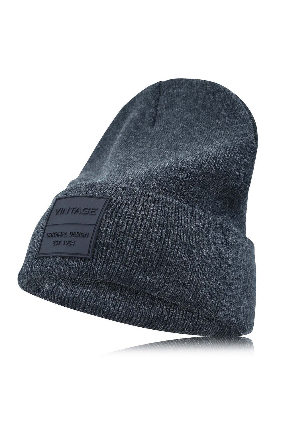 Vintage Havana Vintage Havana Heather Grey Beanie for Women & Men | Thick Cuffed Knitted Winter Hat Beanies Unisex Skull Caps| Vintage Logo Patch