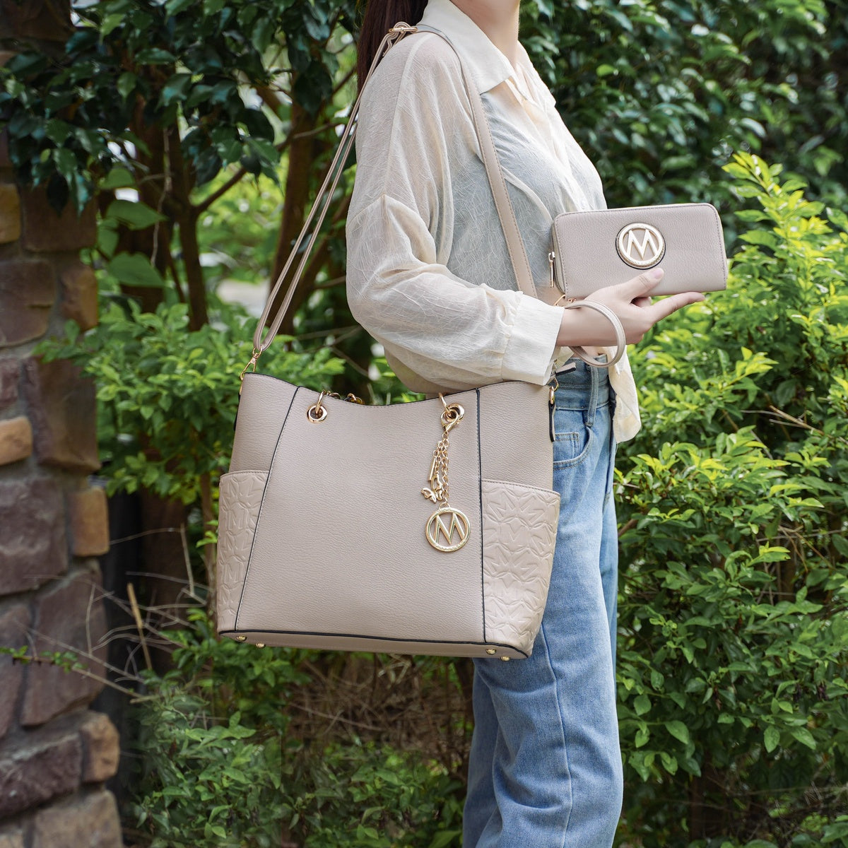 Merlina Embossed Tote Bag and Set