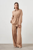 Mizalle Cinched Waist Shirt Jacket Beige Apparel