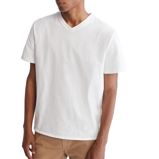 Short Sleeves Smooth Solid V-Neck Tee