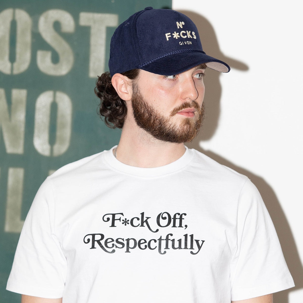 NO F*CKS GIVEN NAVY CORDUROY TRUCKER HAT