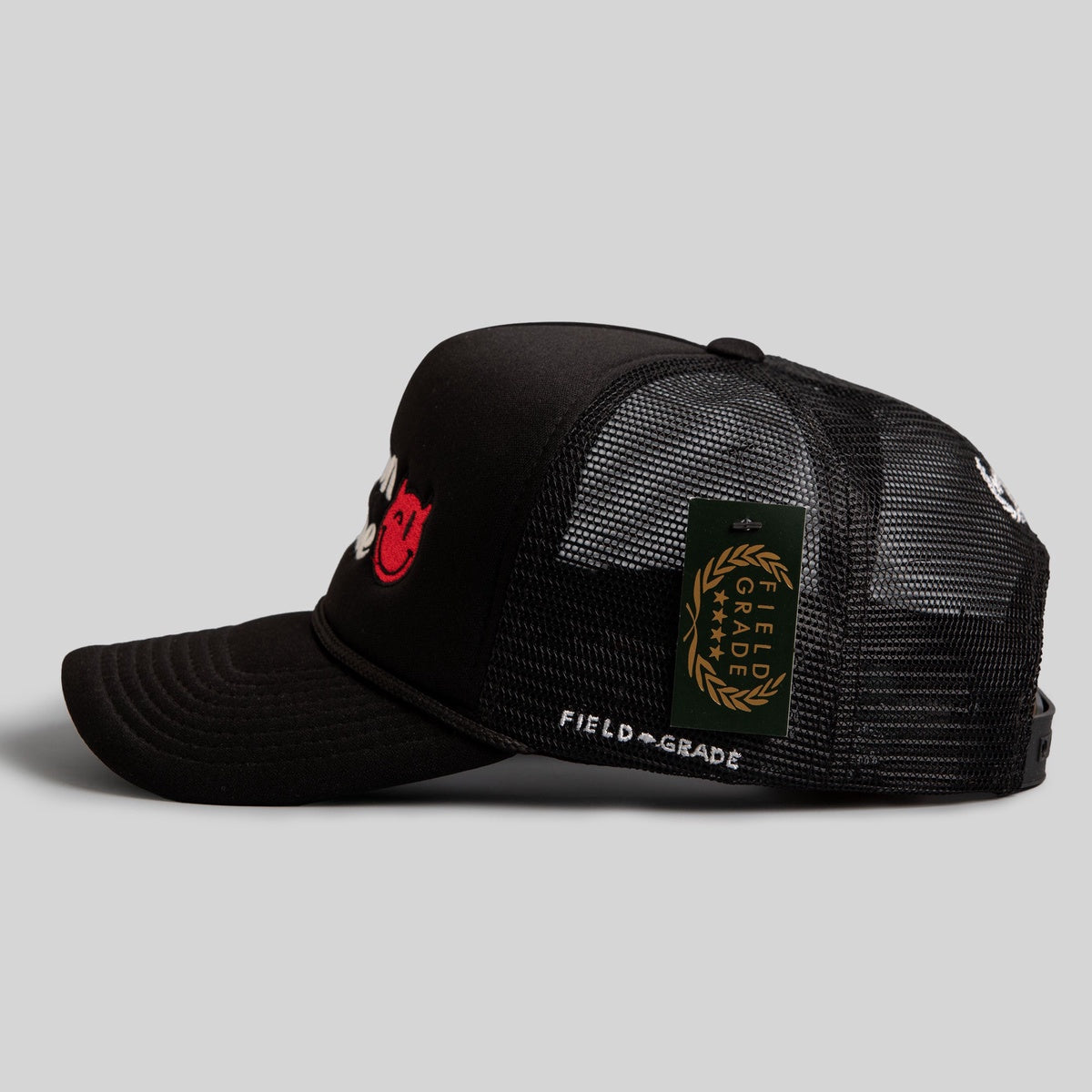 DEMON TIME BLACK TRUCKER HAT - RED DEVIL