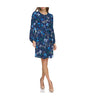  Jewel Neck Long Sleeve Fit & Flare With Trapunto Belt Navy