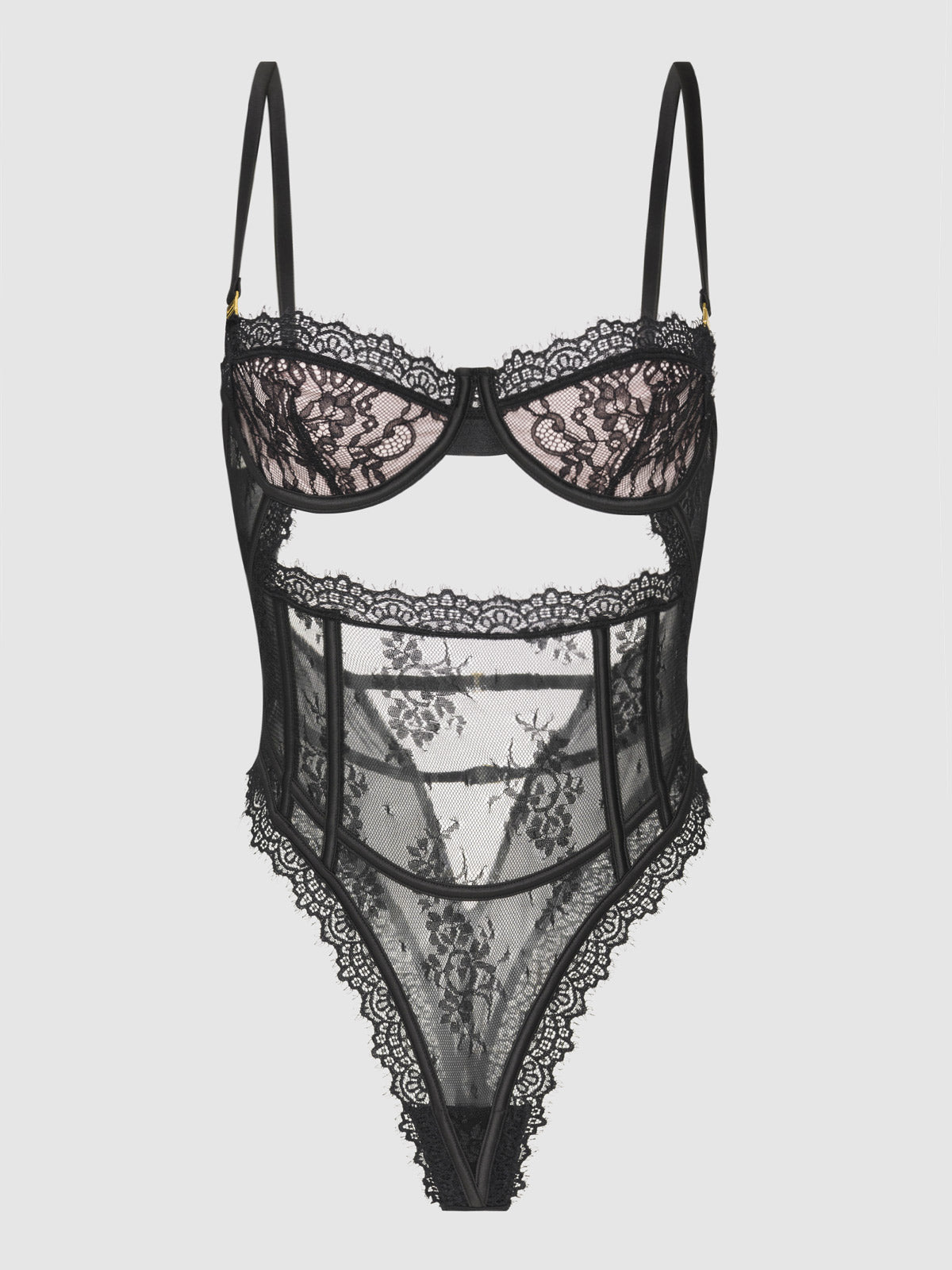 Rosalind Satin & Lace Underwire Teddy - Fredericks of Hollywood