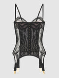 Rosalind Satin & Lace Underwire Lace Cup Corset - Fredericks of Hollywood