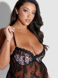 Rosalind Satin & Lace Underwire Lace Cup Corset - Fredericks of Hollywood