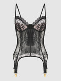 Rosalind Satin & Lace Underwire Lace Cup Corset - Fredericks of Hollywood