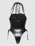 Onyx Corset Swim One Piece - Fredricks of Hollywood